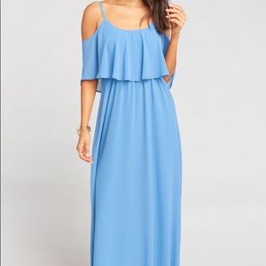 Caitlin Ruffle Maxi Dress - Coastal Blue Chiffon